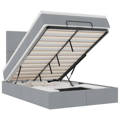 Османска легло с матрак, светлосиво, 120x200 см, плат