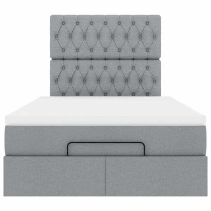 Османска легло с матрак, светлосиво, 120x200 см, плат