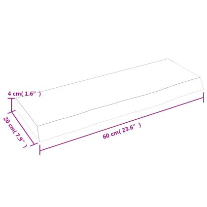 Стенен рафт светлокафяв 60x20x4 см обработен масивен дъб
