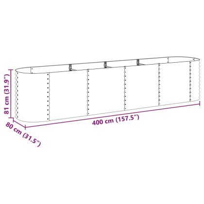 Градинска висока леха 400x80x81 см поцинкована стомана сребро