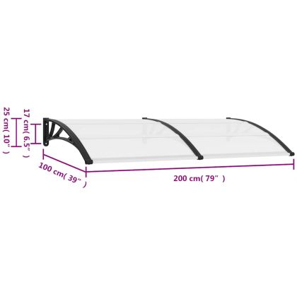 Навес за врата черен 200x100 см PC