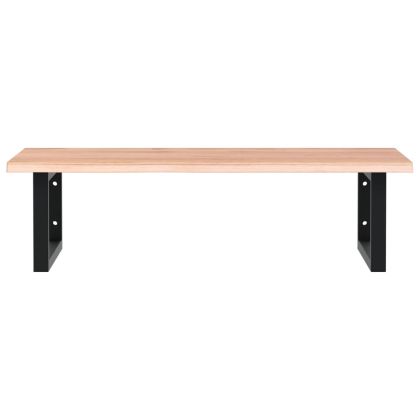 Стенен рафт за мивка, стомана и масивно дърво дъб