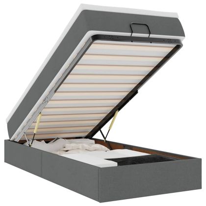 Османска легло с матрак, тъмносиво, 80x200 см, плат