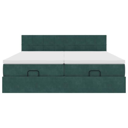 Османска легло с матраци, тъмнозелено, 180x200 см, кадифе