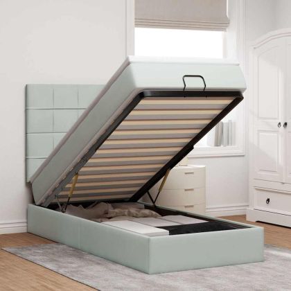 Османска легло с матраци, светлосиво, 80x200 см, кадифе