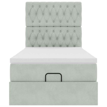 Османска легло с матраци, светлосиво, 80x200 см, кадифе