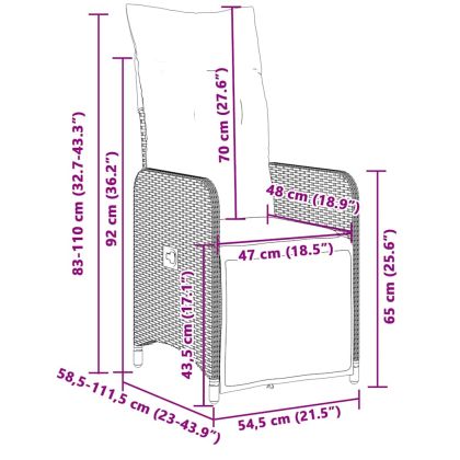 Градински бистро комплект с възглавници 3 части сив полиратан