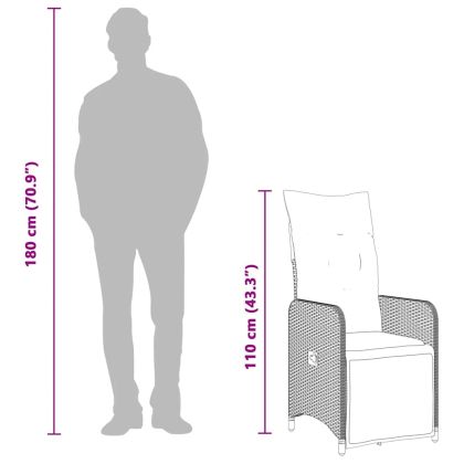 Градински бистро комплект с възглавници 5 части кафяв полиратан