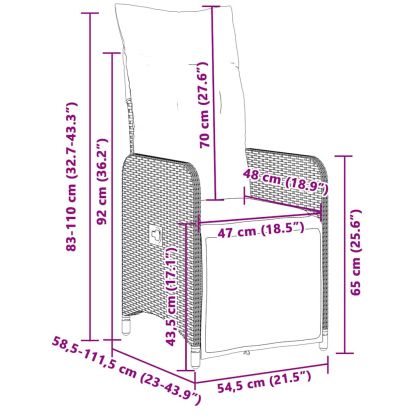 Градински бистро комплект с възглавници 11части бежов полиратан