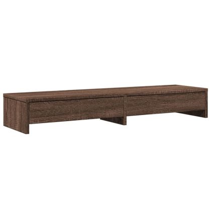 Стойка за монитор с чекмеджета, кафяв дъб, 100x27x15 см