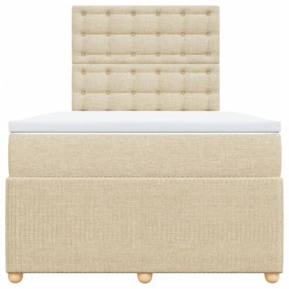 Боксспринг легло с матрак, кремаво, 120x200 см, плат