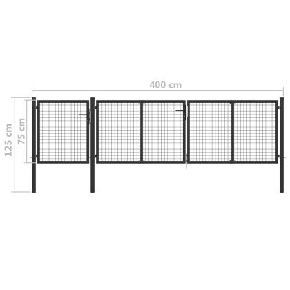 Градинска порта от стомана 400x75 см, антрацит
