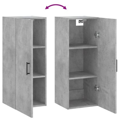 Стенен шкаф бетонно сив 34,5x34x90 см