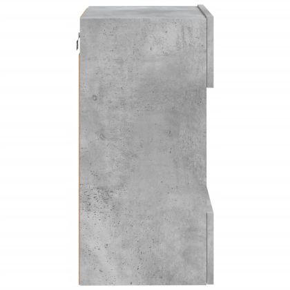 Стенен ТВ шкаф с LED осветление, бетонно сив, 40x30x60,5 см