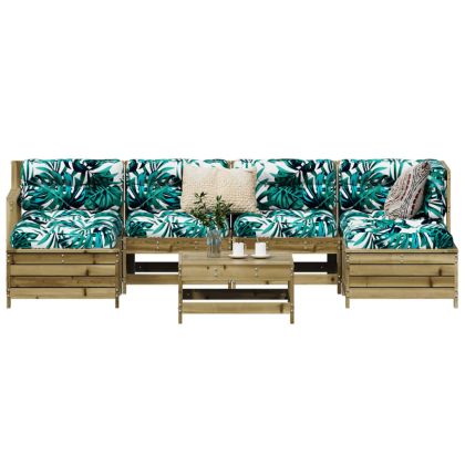 Градински комплект диван от 7 части, импрегниран бор