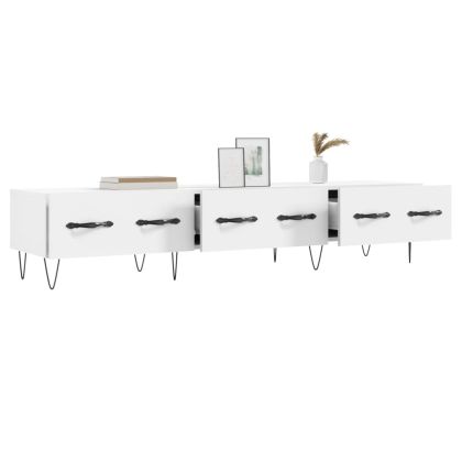 ТВ шкаф, бял, 150x36x30 см, инженерно дърво