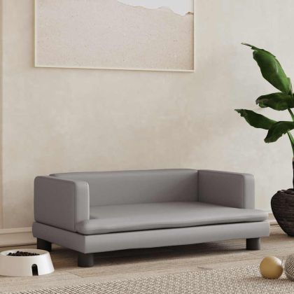 Кучешко легло, сиво, 80x45x30 см, изкуствена кожа