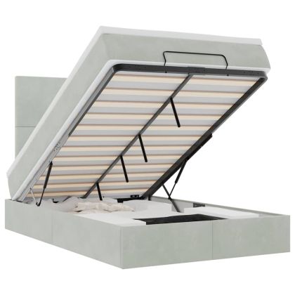 Османска легло с матраци, светлосиво, 120x200 см, кадифе