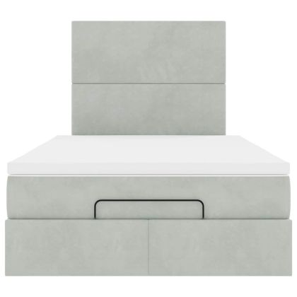 Османска легло с матраци, светлосиво, 120x200 см, кадифе