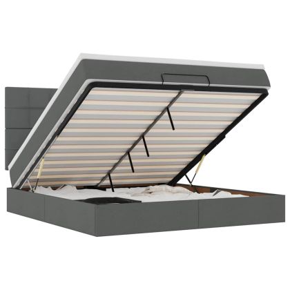 Османска легло с матрак, тъмносиво, 180x200 см, плат