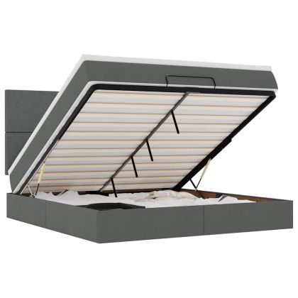 Османска легло с матрак, тъмносиво, 160x200 см, плат