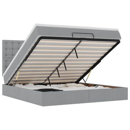 Османска легло с матрак, светлосиво, 160x200 см, плат