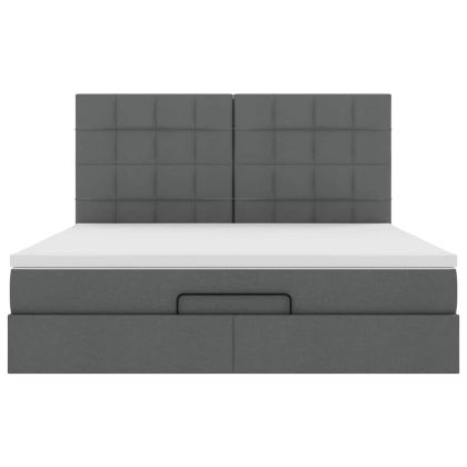 Османска легло с матрак, тъмносиво, 160x200 см, плат