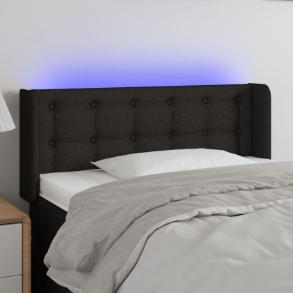 LED горна табла за легло, черна, 93x16x78/88 см, плат