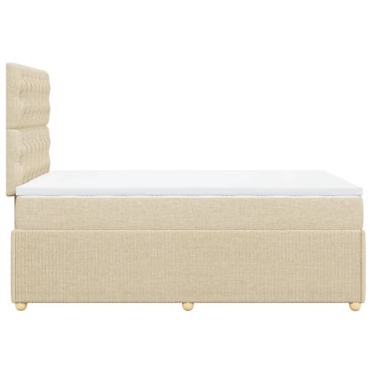 Боксспринг легло с матрак, кремаво, 120x200 см, плат