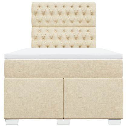 Боксспринг легло с матрак, кремаво, 120x200 см, плат