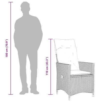 Градински комплект с възглавници, 5 части, бежов полиратан