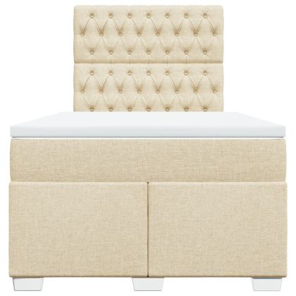 Боксспринг легло с матрак, кремаво, 120x200 см, плат