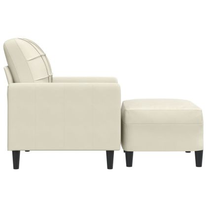 Кресло с табуретка, кремаво, 60 см, кадифе