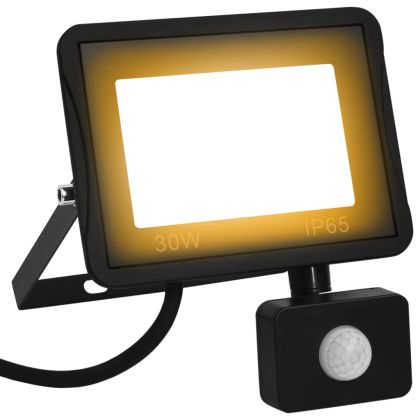 LED прожектор със сензор, 30 W, топло бяло