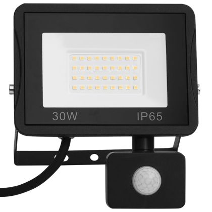 LED прожектор със сензор, 30 W, топло бяло