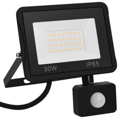 LED прожектор със сензор, 30 W, топло бяло