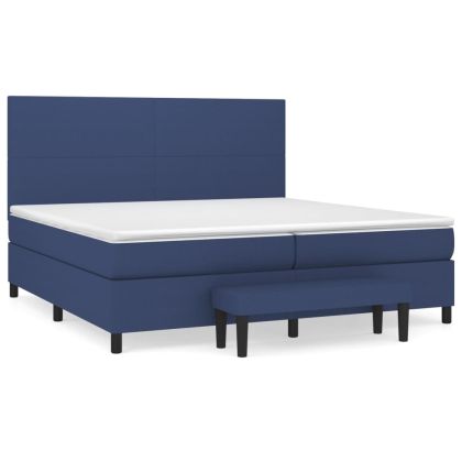 Боксспринг легло с матрак, синьо, 200x200 см, плат