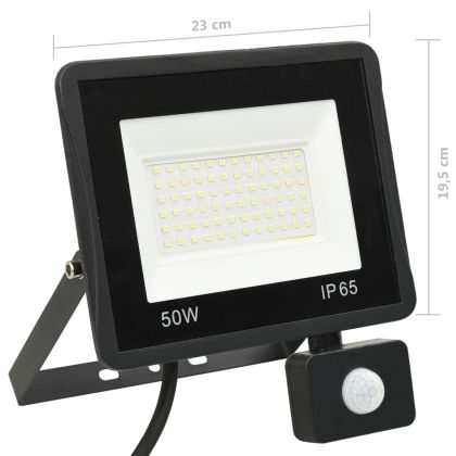 LED прожектор със сензор, 50 W, топло бяло