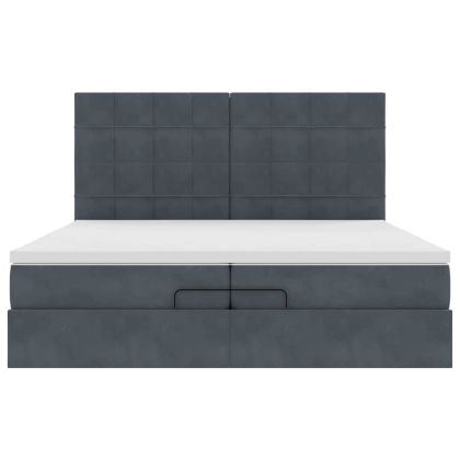 Османска легло с матраци, тъмносиво, 200x200 см, кадифе