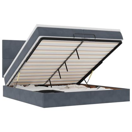 Османска легло с матраци, тъмносиво, 200x200 см, кадифе