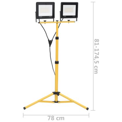 LED прожектор със статив 2x100 W студено бяло