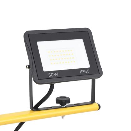 LED прожектор със статив, 2x30 W, топло бяло