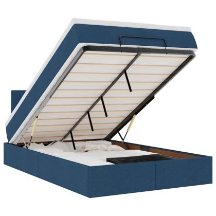 Османска легло с матрак, синьо, 120x200 см, плат