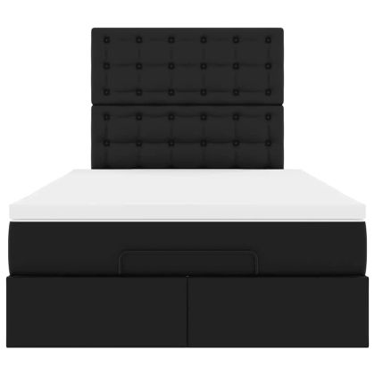 Османска легло с матрак, черно, 120x200 см, изкуствена кожа