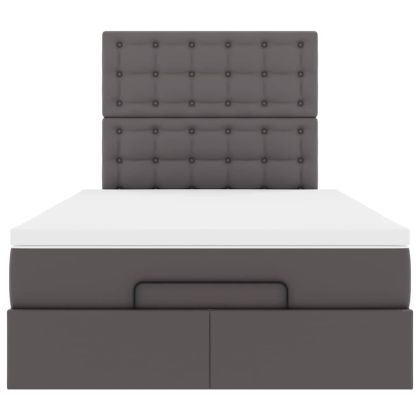 Османска легло с матрак, сиво, 120x200 см, изкуствена кожа