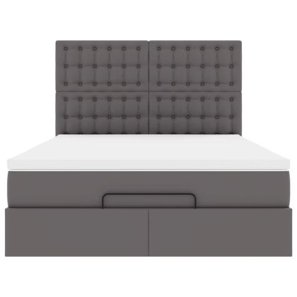 Османско легло с матрак сиво 140x190cm изкуствена кожа