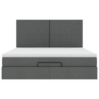 Османска легло с матраци, тъмносиво, 200x200 см, плат