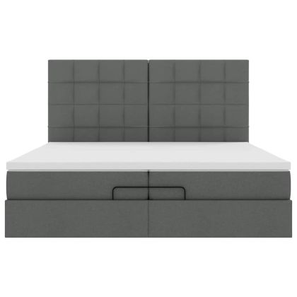 Османска легло с матраци, тъмносиво, 200x200 см, плат