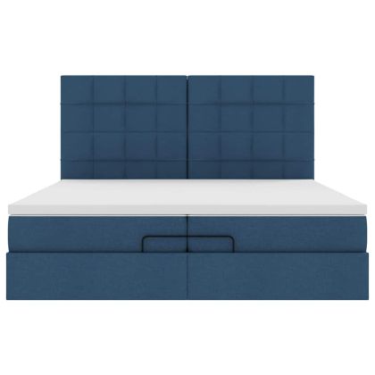 Османска легло с матраци, синьо, 200x200 см, плат