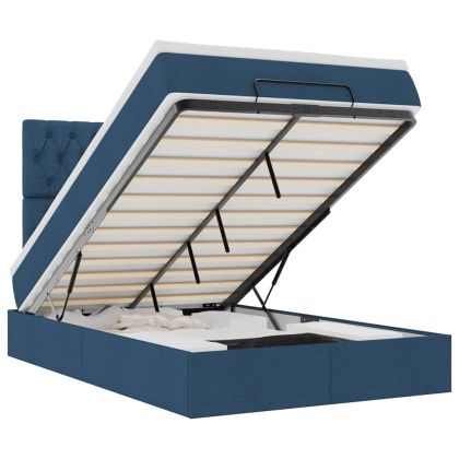 Османска легло с матрак, синьо, 120x200 см, плат